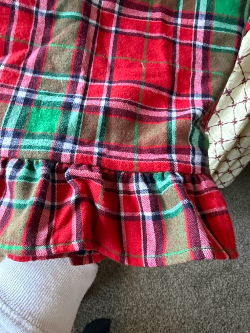 Red Green Plaid Button-Neck Ruffle dress size 14/16 girls - Picture 5 of 6